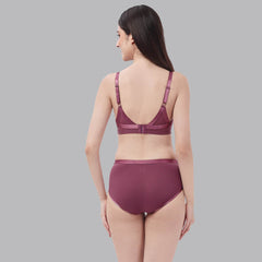SOIE Woman - Full Coverage Padded Wired T-shirt Bra And High Rise Full Coverage Panty with Mesh Detailing - -for Women
