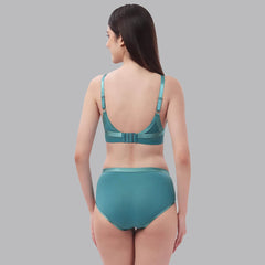 SOIE Woman - Full Coverage Padded Wired T-shirt Bra And High Rise Full Coverage Panty with Mesh Detailing - -for Women