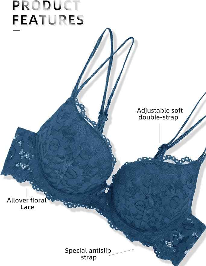 Green Lace Underwired Heavily Padded Push-Up Bra