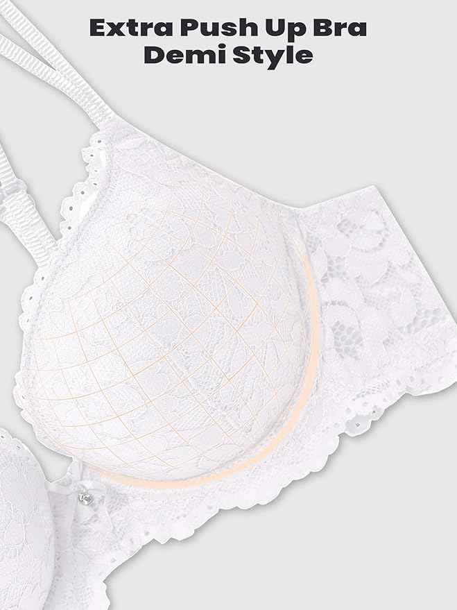 White Lace Underwired Heavily Padded Push-Up Bra