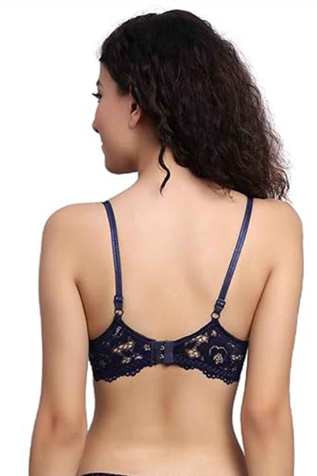 Blue Lace Underwired Heavily Padded Push-Up Bra