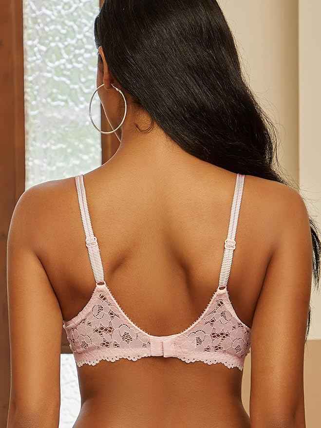 Peach Lace Underwired Heavily Padded Push-Up Bra