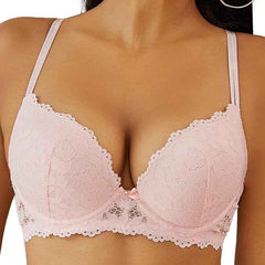 Peach Lace Underwired Heavily Padded Push-Up Bra