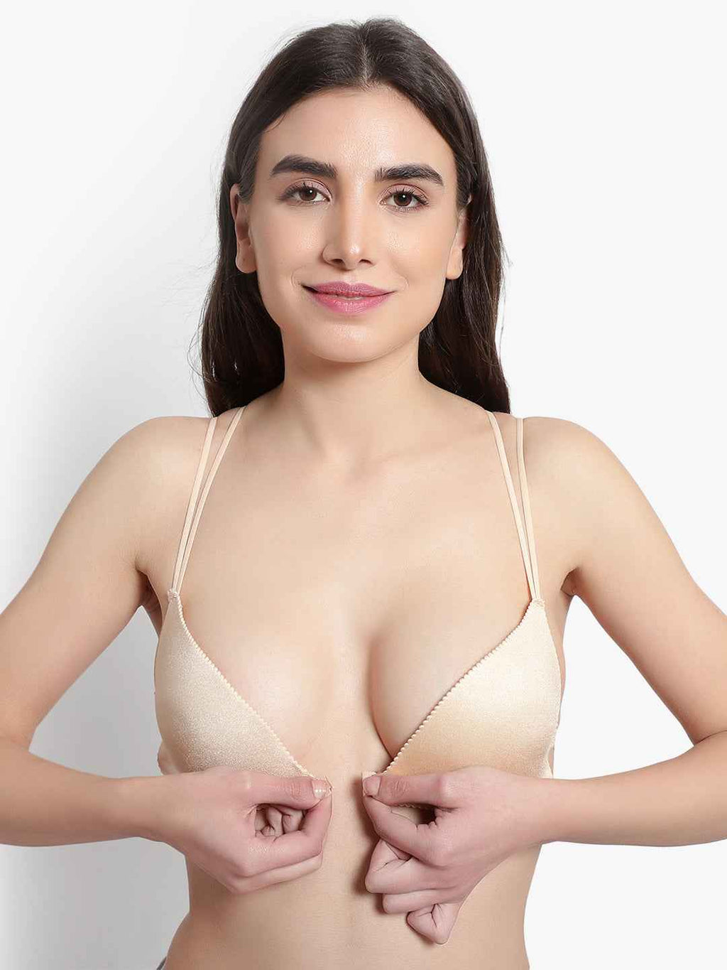 Women Beige Front Open Lightly Padded Pushup Bra