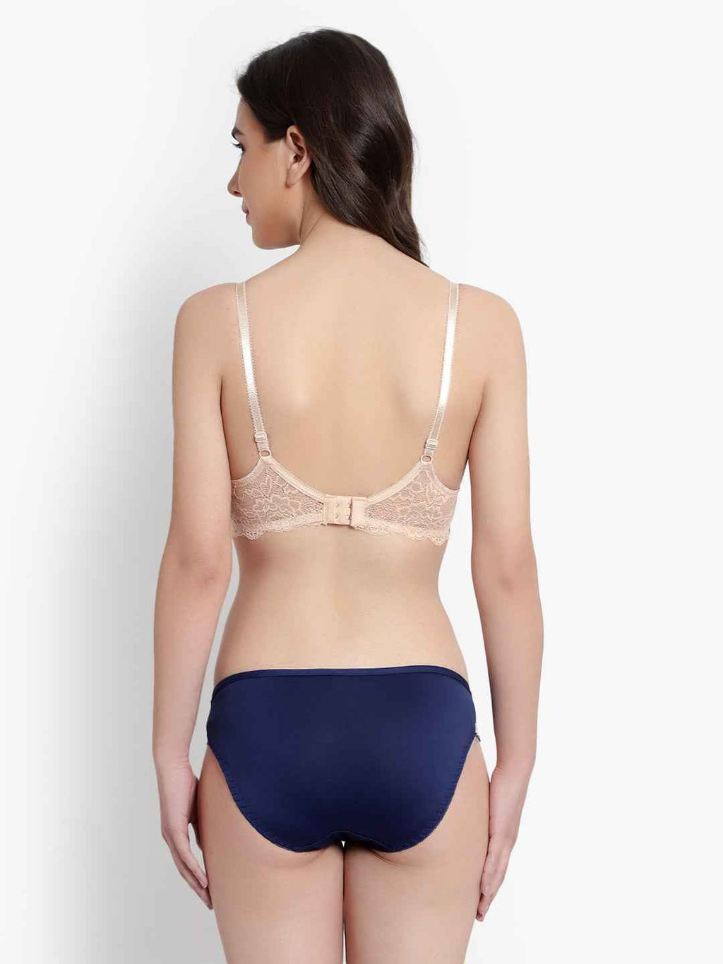 Women's Blue Self Design Underwired Heavily Padded Push-Up Plunge Bra