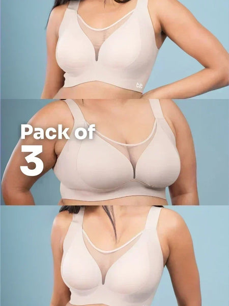 Beige Minimiser Bra - 3 Pack