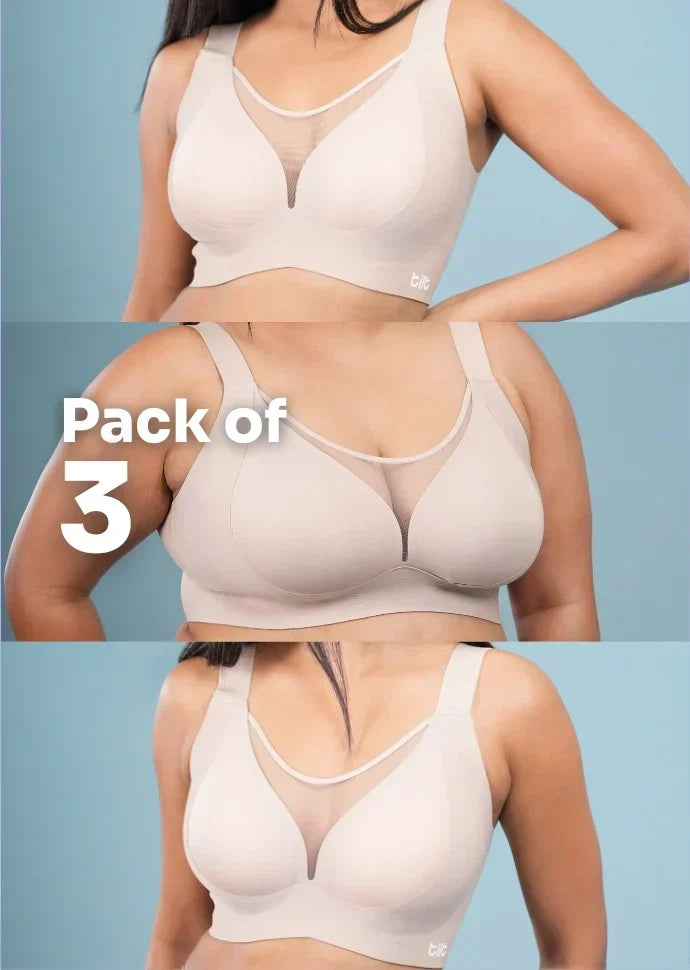 Beige Minimiser Bra - 3 Pack