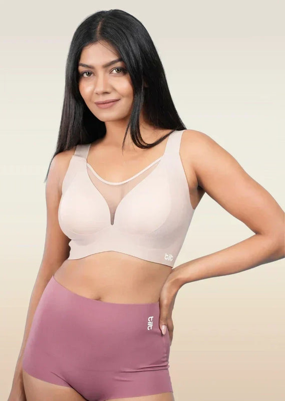 Set - Beige Minimiser Bra and Pink Shaper Underwear