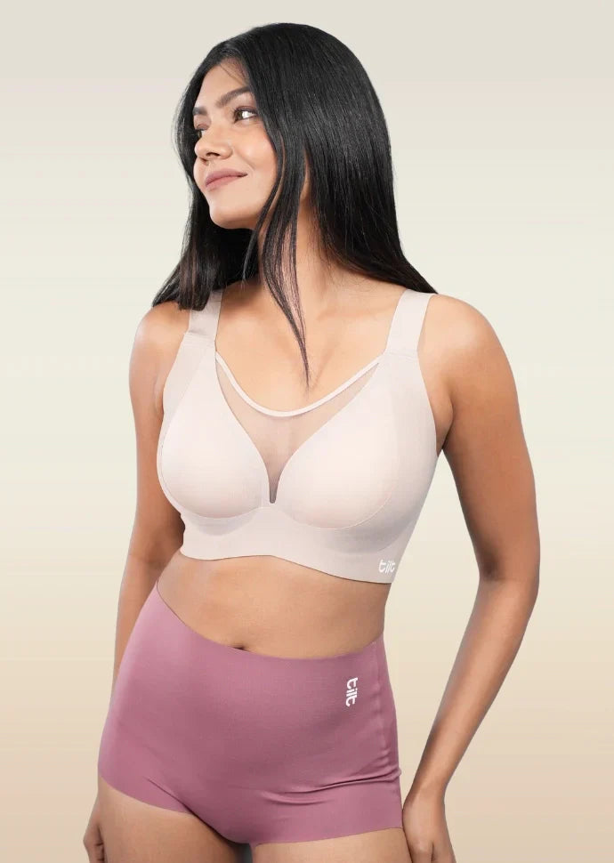 Set - Beige Minimiser Bra and Pink Shaper Underwear