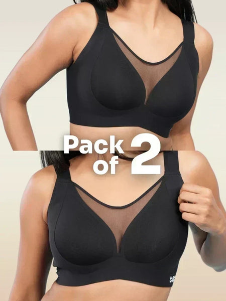 Black Minimiser Bra - 2 Pack