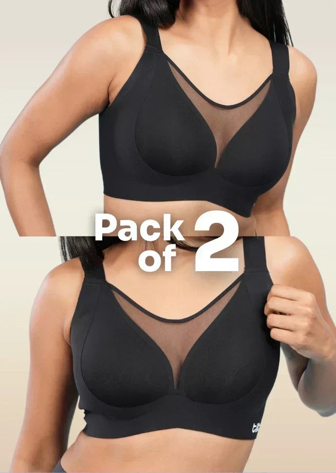 Black Minimiser Bra - 2 Pack