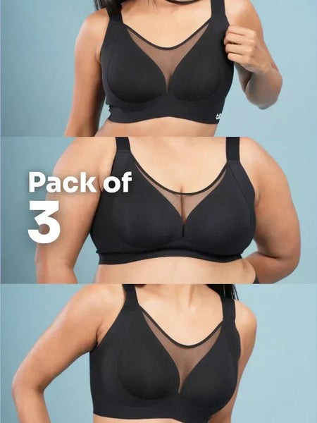 Black Minimiser Bra - 3 Pack