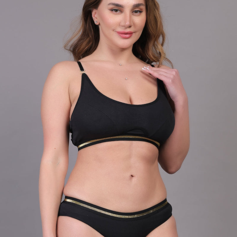 Brachy Women Padded Non Wired Lingerie Bra & Briefs Set