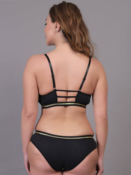Brachy Women Padded Non Wired Lingerie Bra & Briefs Set