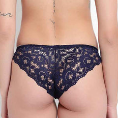Set Of 3 Blue, Black & Maroon Mid-Rise Net Self Design Panties Bikini Briefs