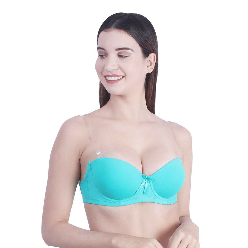 Green Padded Balconette Backless Bra