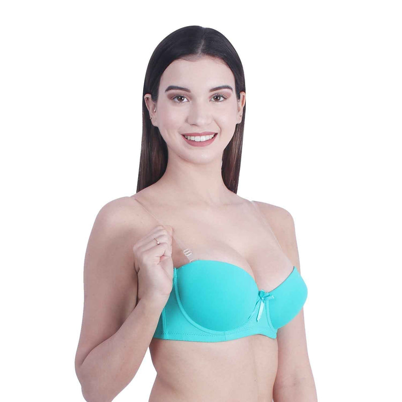 Green Padded Balconette Backless Bra