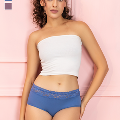 Pack of 4 Solid Mid-Rise  Hipster Panty  for Women – 2 Midnight Blue & 2 Burgundy | Silky-Soft Modal, Antimicrobial & Breathable