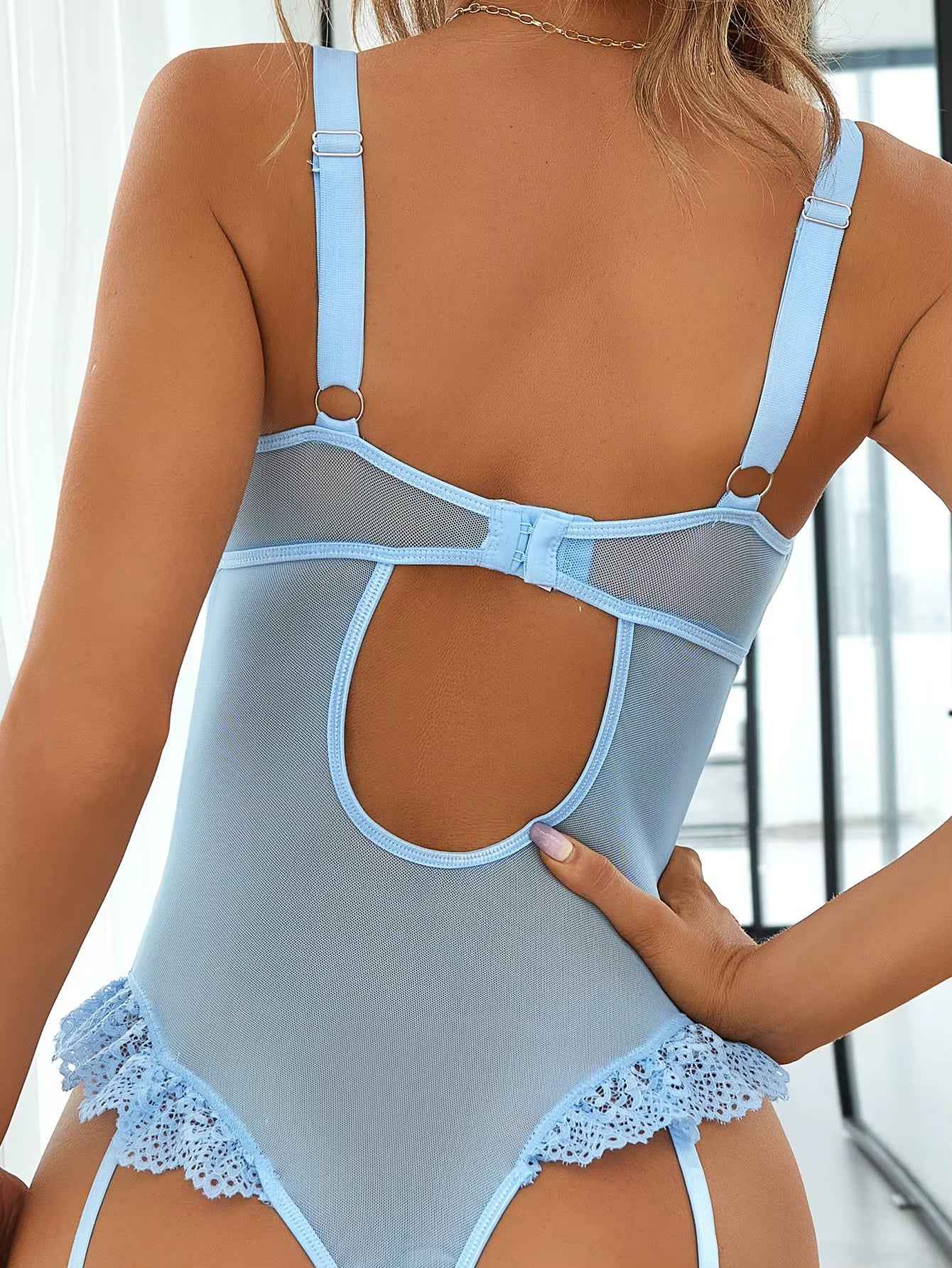 Brachy Women Teddy Bridal Blue Bodysuit Lace Baby Doll