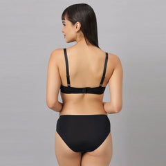 SOIE Woman - Medium Coverage Padded Wired T-shirt Bra with High Rise Full Coverage Brief - -for Women