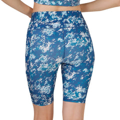 SOIE Woman - High Waist Knee Length Printed Sports Shorts With Pocket - Athleisure Shorts -for Women