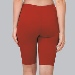 Solid Polyamide Spandex Knee Length Cycling Shorts