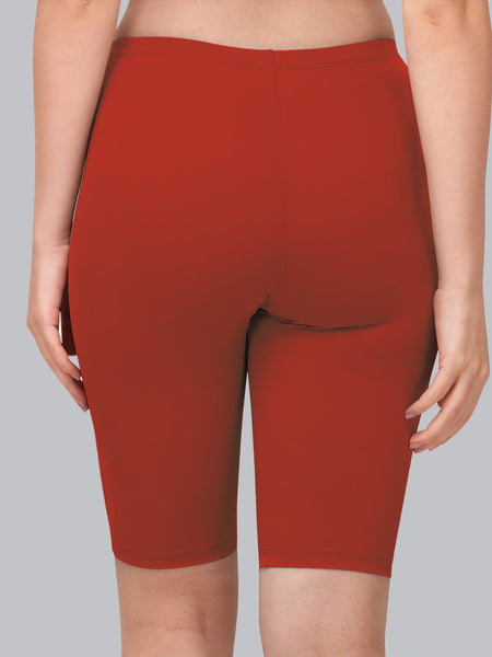 Solid Polyamide Spandex Knee Length Cycling Shorts