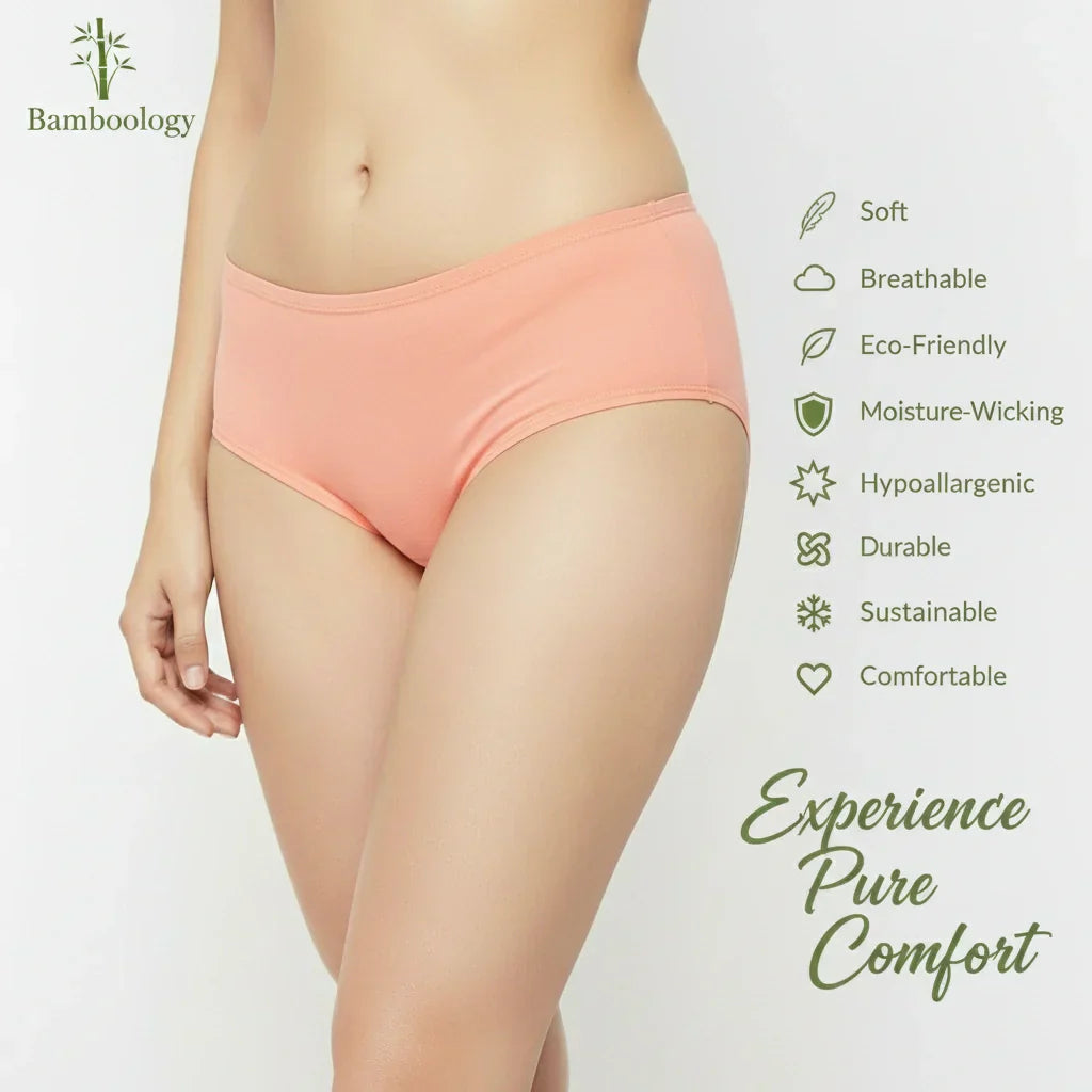 Bamboo Fabric Low Waist Underwear | Peach and Black |  Pack of 2