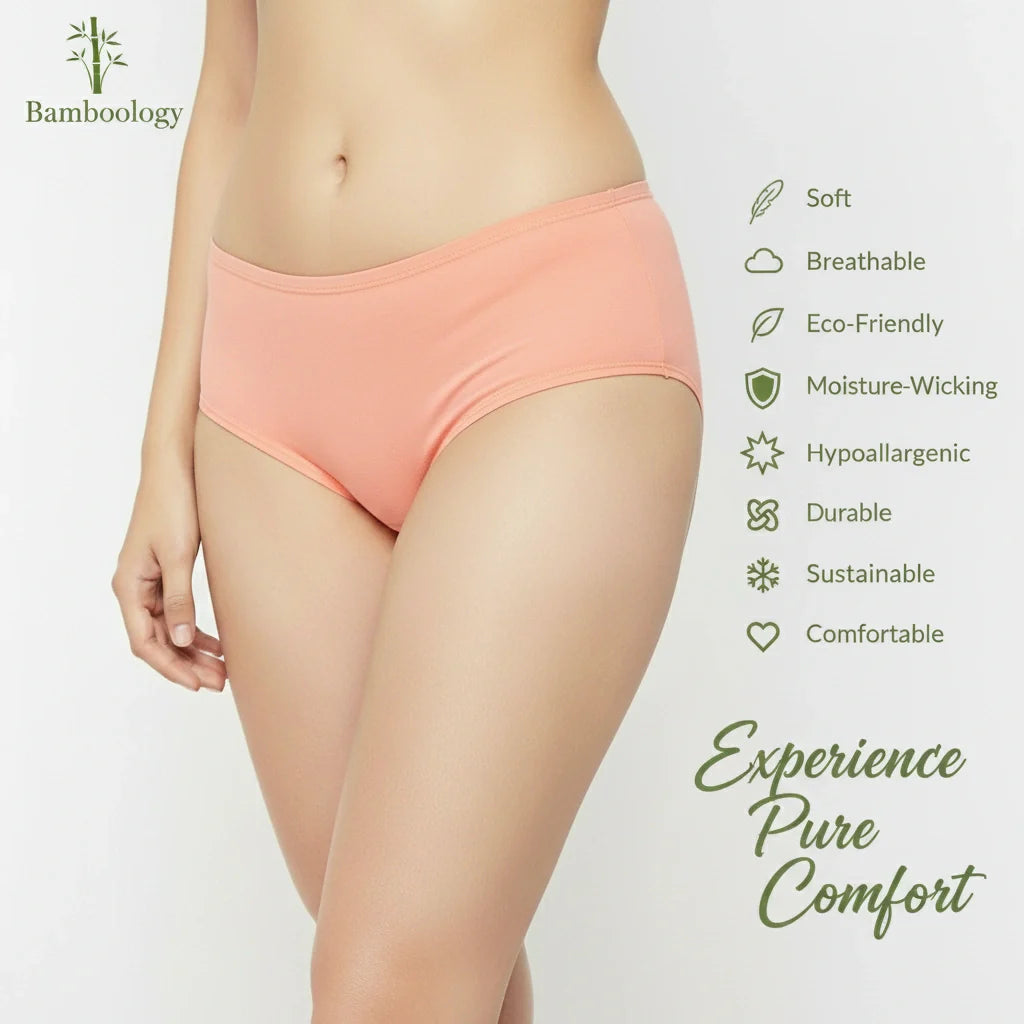 Bamboo Fabric Low Waist Underwear | Peach and Black |  Pack of 2
