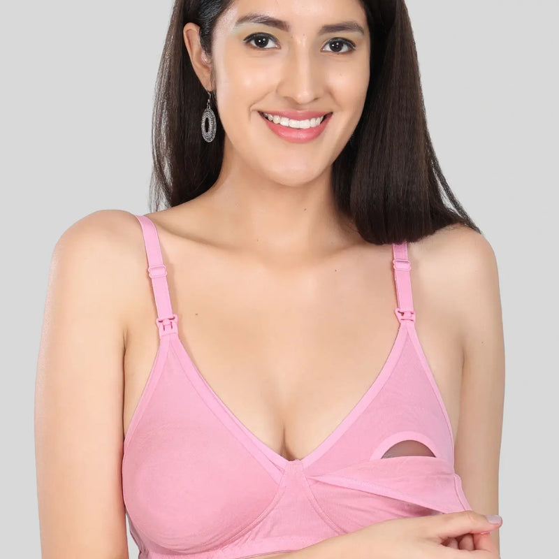 Bamboo Fabric Nursing Bra | Maternity Bra for Breastfeeding Women | Baby Pink