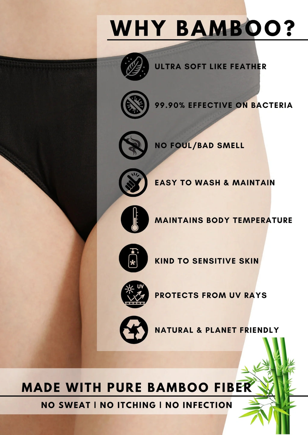 Bamboo Fabric Panty Set for Baby Girls (Pack of 3) – Soft, Breathable, Eco-Friendly, and Comfortable