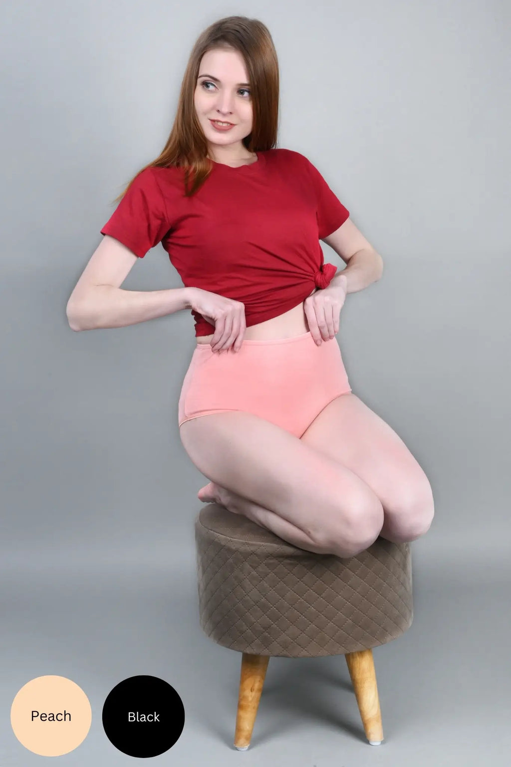 Bamboo Fabric Women's Hipster Panty | Peach and Black | Set of 2