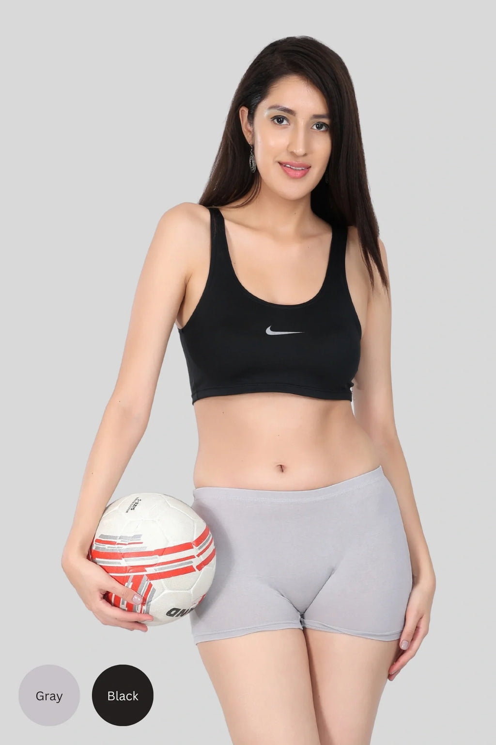 Bamboo Fabric Mid Rise Shorts | Black and Gray | Pack of 2