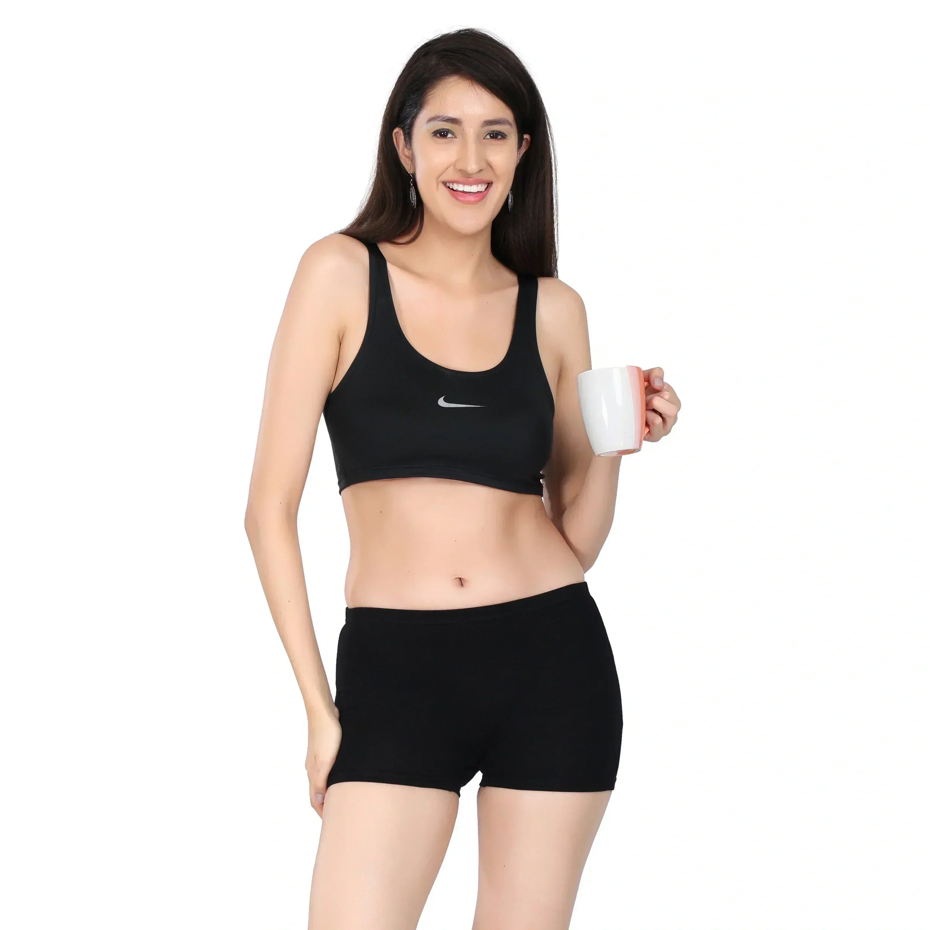 Bamboo Fabric Mid Rise Shorts | Black and Gray | Pack of 2