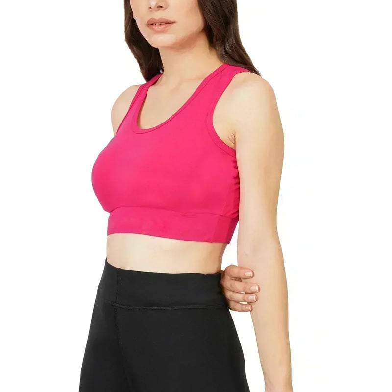 Bamboo Fabric Sports Bra Ultra-Soft | Non-Wired | Non-Padded | Breathable Active Comfort | Fuchsia