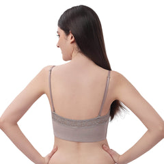 SOIE Woman - Non Wired Micro Modal Stretch Lacy Bandeau Bra with Removable Pads and Detachable Straps - Lacy Bra -for Women