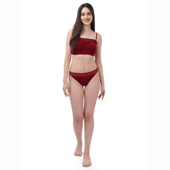 SOIE Woman - Non Wired Micro Modal Stretch Lacy Bandeau Bra with Removable Pads and Detachable Straps - Lacy Bra -for Women