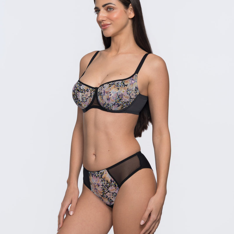 Giselle floral bra cup detail – romantic balconette bra for comfortable full coverage by YOBO