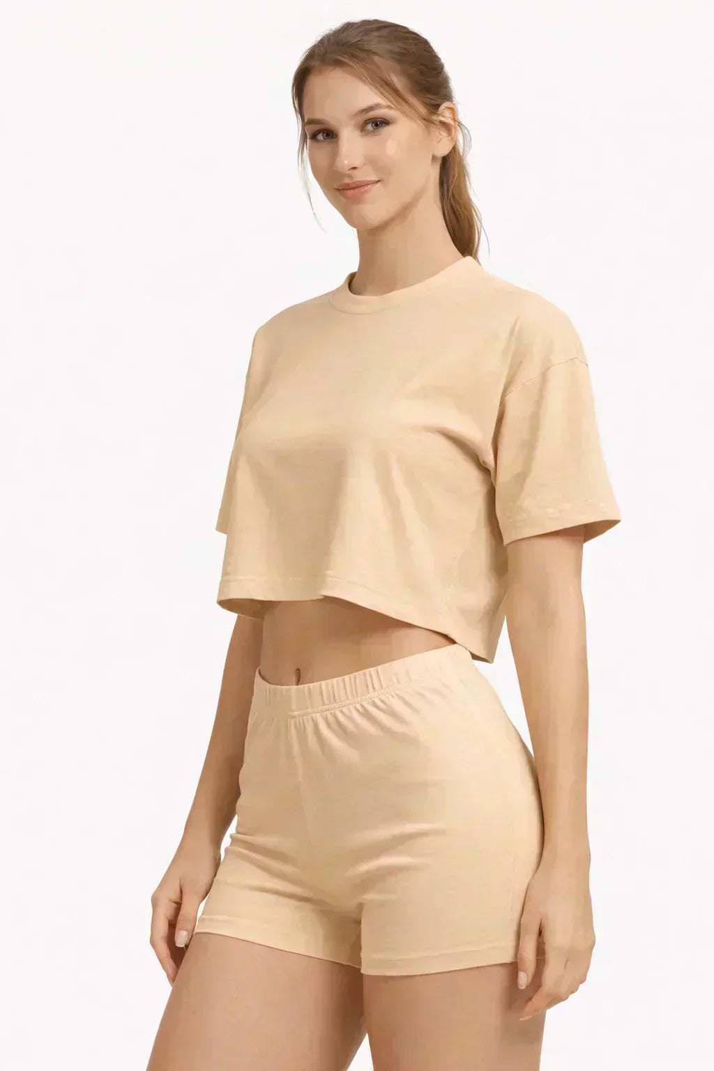 Women's Bamboo Fabric Mid Rise Shorts | Beige and Mauve | Pack of 2