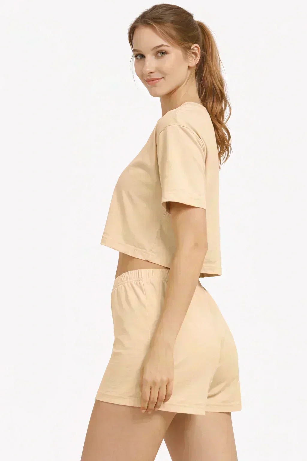 Women's Bamboo Fabric Mid Rise Shorts | Beige and Mauve | Pack of 2