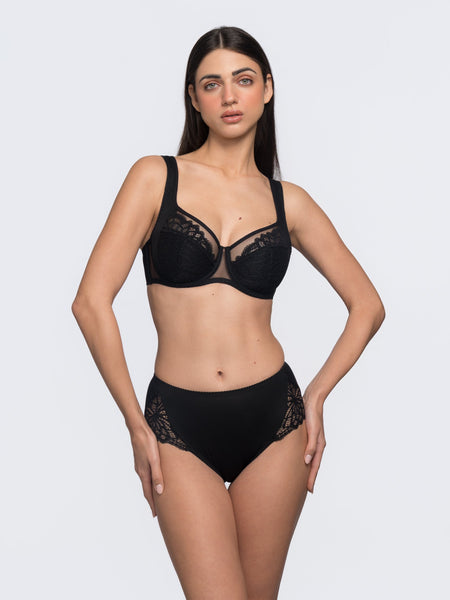 Dominque Lace Matching Brief - Black