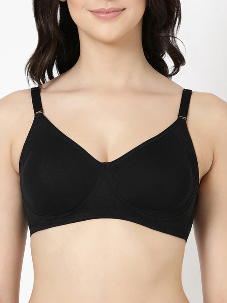 Full Coverage T-Shirt Bra for Women – Moulded Seamless Cups, Moon Shaper Side Support, Inbuilt Nipple Concealer, Mild Cushioning, Anti-Microbial Stretch Cotton, U-Back Design & Adjustable Straps_Encircle Bra
