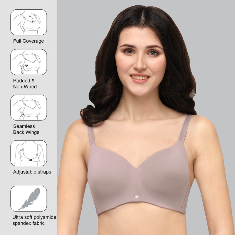 SOIE Woman - Full Coverage Padded Non Wired Ultrasoft Seamless Bra - Bra -for Women