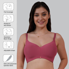 SOIE Woman - Full Coverage Padded Non Wired Ultrasoft Seamless Bra - Bra -for Women
