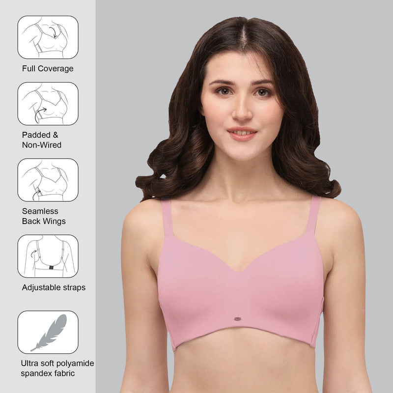SOIE Woman - Full Coverage Padded Non Wired Ultrasoft Seamless Bra - Bra -for Women
