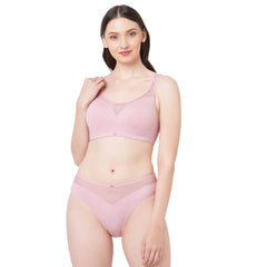 SOIE Woman - Full Coverage Padded Bra and Mid Rise Brief With Lace Detailing - -for Women