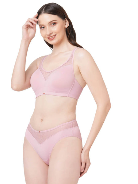 SOIE Woman - Full Coverage Padded Bra and Mid Rise Brief With Lace Detailing - -for Women