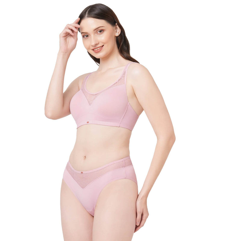 SOIE Woman - Full Coverage Padded Bra and Mid Rise Brief With Lace Detailing - -for Women