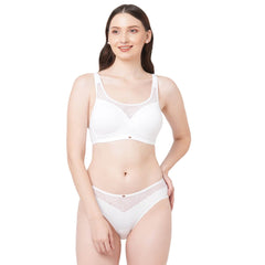SOIE Woman - Full Coverage Padded Bra and Mid Rise Brief With Lace Detailing - -for Women