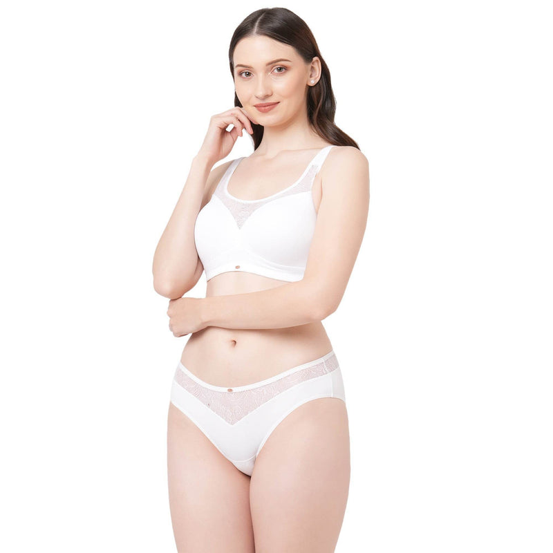 SOIE Woman - Full Coverage Padded Bra and Mid Rise Brief With Lace Detailing - -for Women